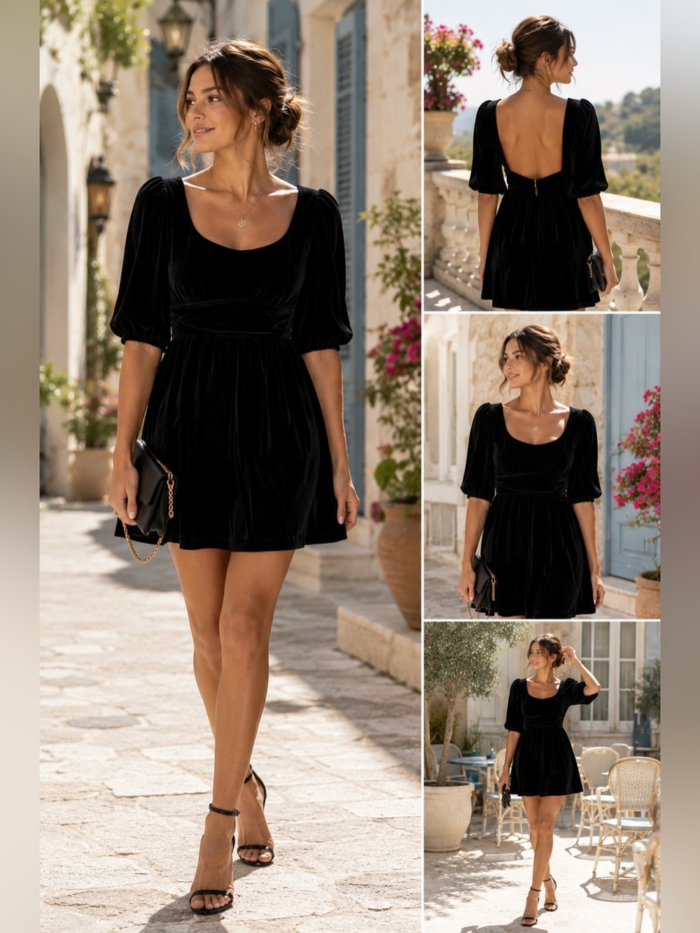 Lovers + Friends Black Velvet Open Back Mini Dress NWT Small